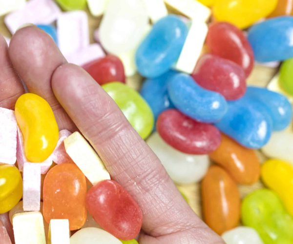 Handful of jelly beans and Colourful Candies